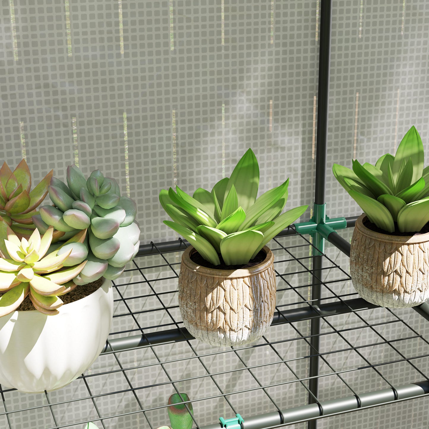 Outsunny Three-Tier Mini Greenhouse - Green Border