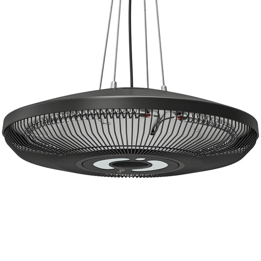 Outsunny Hanging Electric Patio Heater with LED Light, 1000/2000 W IP65 Outdoor Infrared Heater with Touch/Remote Control, Black