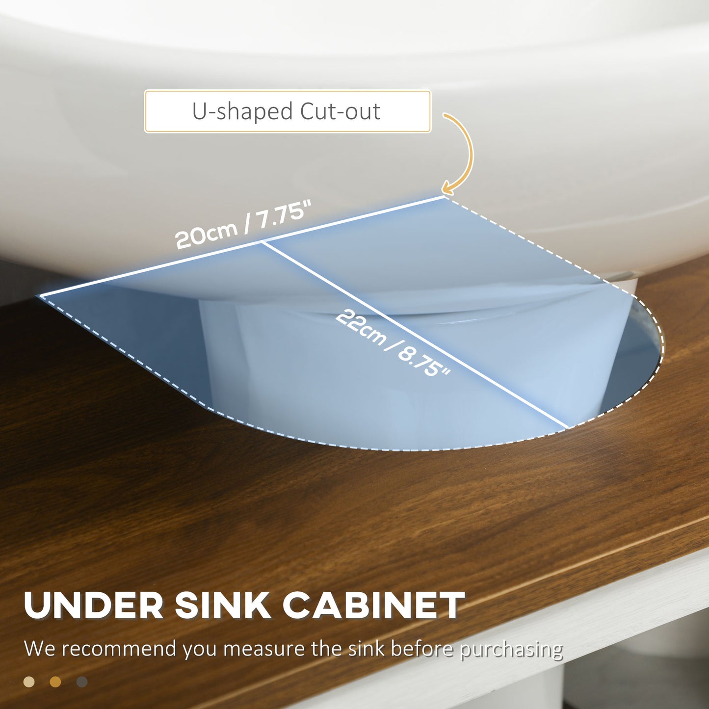kleankin Bathroom Set: Tall Cabinet & Under Sink Cabinet with Adjustable Shelves, Cupboard, Open Shelf, Ash Wood Effect