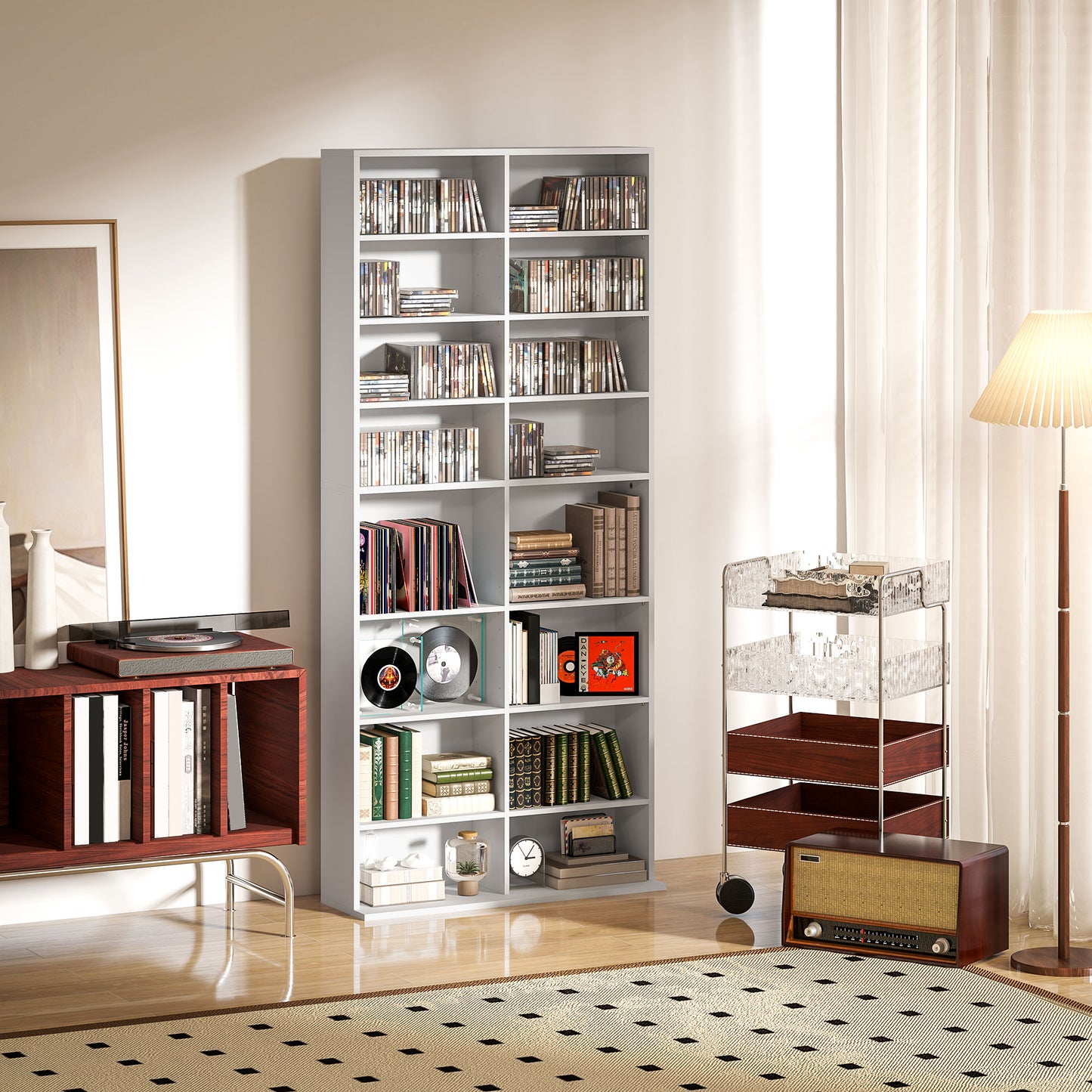 HOMCOM 640 CD/360 DVD/430 Blu-ray Storage Unit - White