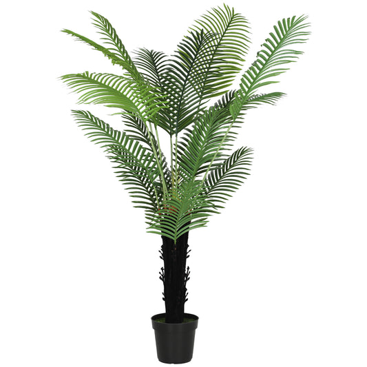 HOMCOM Artificial Areca Palm Tree, 175cm with 16 PE Leaves, Decorative Fake Plant in Plastic Pot with Flocked Soil for Home Office Decor, Green