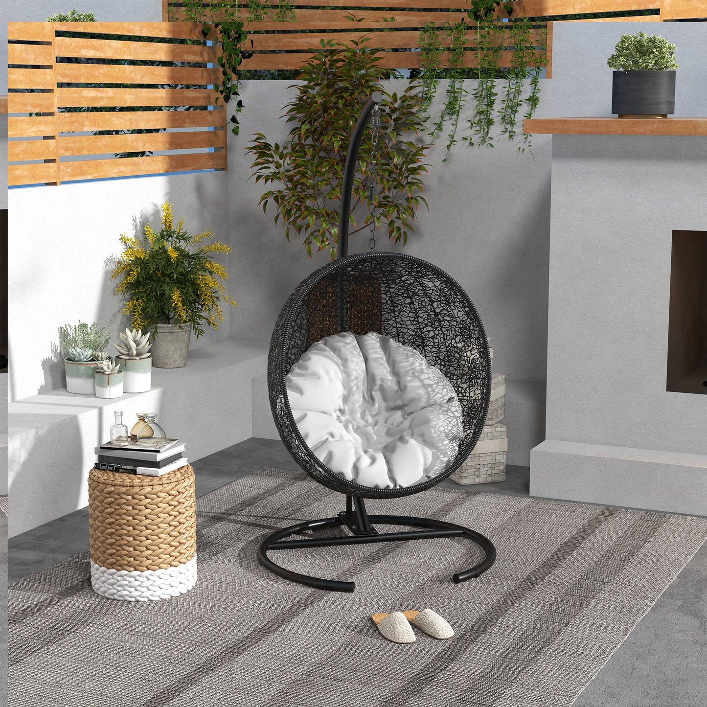Outsunny Heavy-Duty Hanging Swing Chair Stand Black