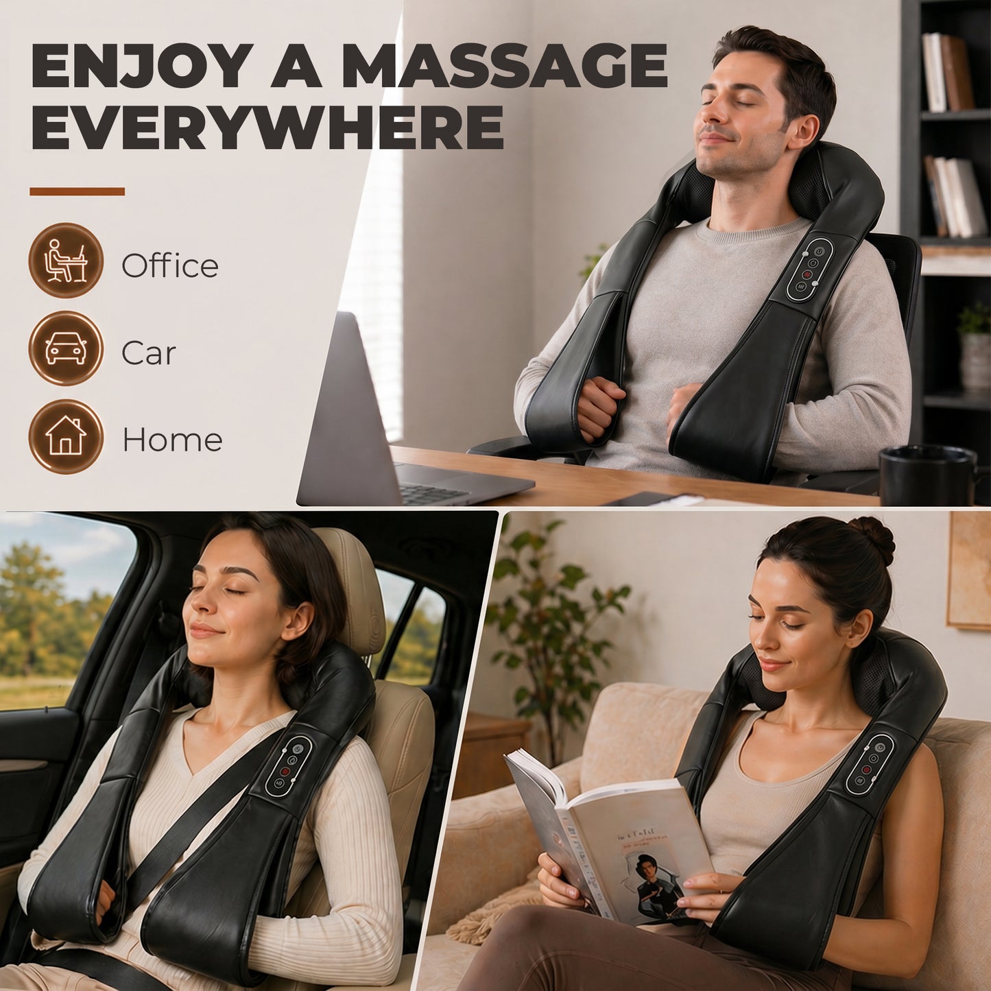 HOMCOM Neck and Shoulder Massager with Heat, Deep Tissue Shiatsu 3D Kneading Massager for Neck, Back, Waist, Foot and Leg
