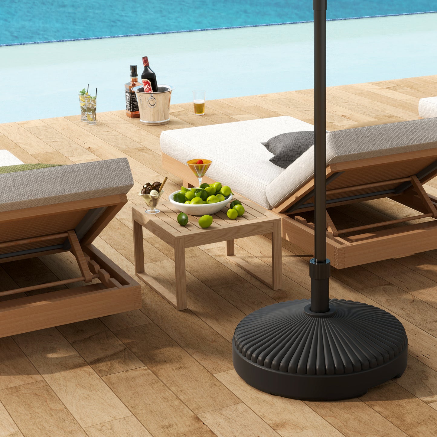Outsunny Garden Parasol Base Holder, 28kg Sand Filled, 23kg Water Filled, Sun Umbrella Base, Ø55 x 30H cm Black