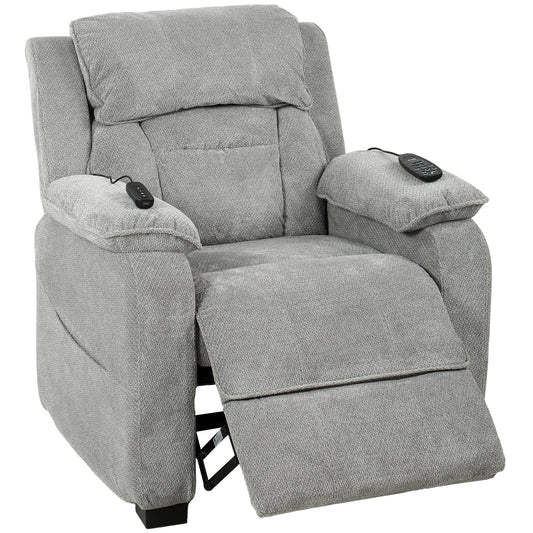 HOMCOM Power Recliner Armchair with Massage and Heat, Electric Reclining Chair with Wide Spring Seat, Light Grey