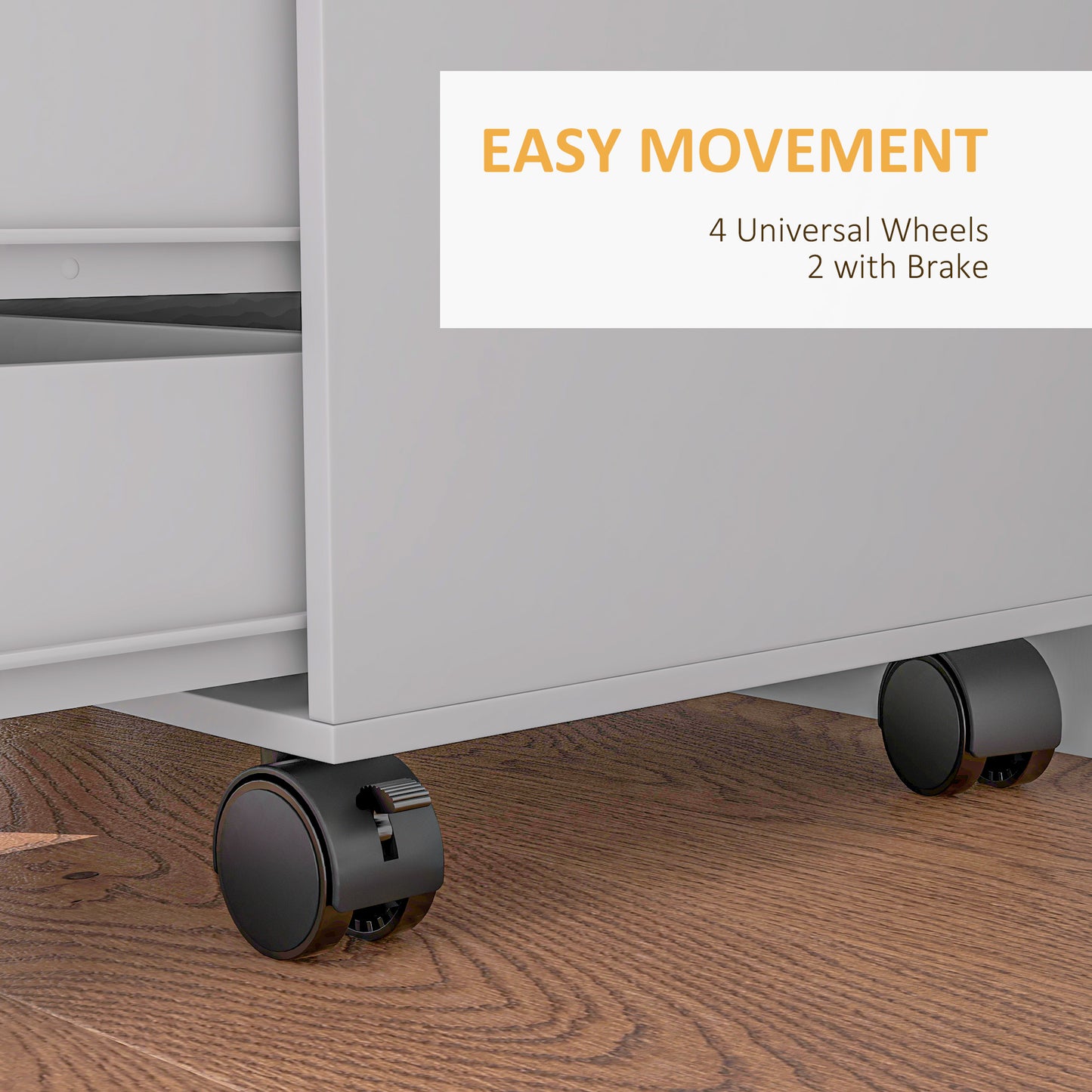 HOMCOM Mobile Office Storage Cabinet with 5 Drawers, Door and Adjustable Shelf for Home Office, White