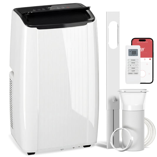 HOMCOM 12000 BTU 5-in-1 Portable Air Conditioner with Cool, Heat, Dehumidifier, Fan, Sleep, WiFi Voice Control, White