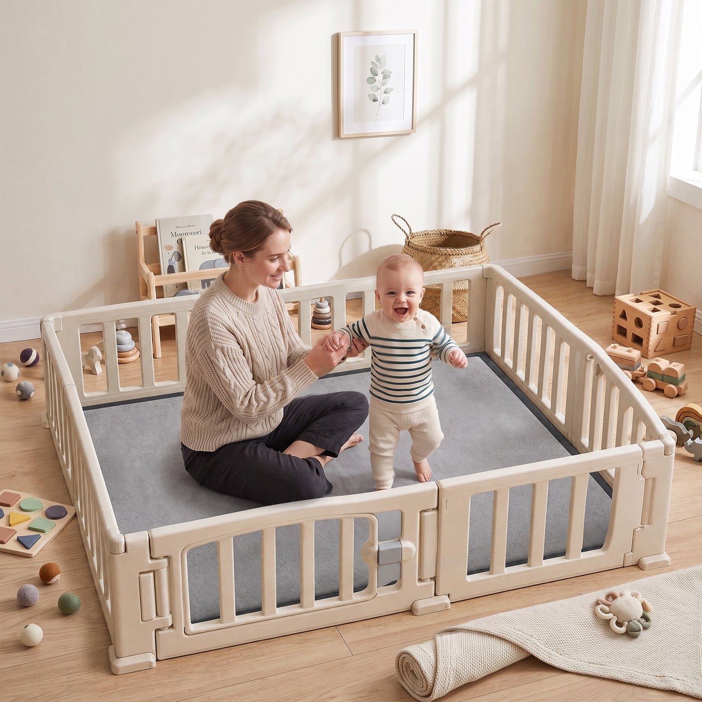 AIYAPLAY Baby Play Mat, 3CM Thick Foam Playmat Rug, Soft Flannel, Non-Slip, Water Resistant, Easy Care, 127 x 127 cm, Dark Grey