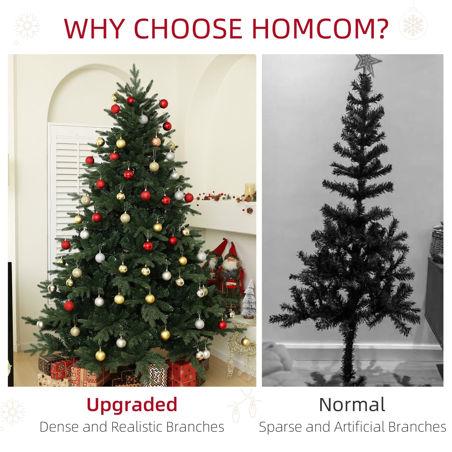 HOMCOM 7ft Artificial Spurce Christmas Tree with 3116 Branch Tips