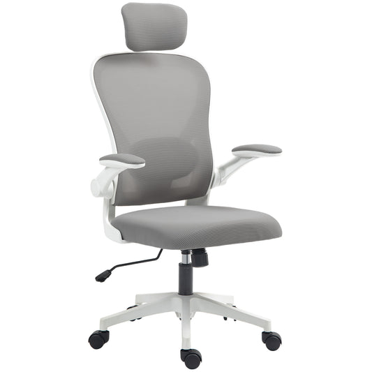 HOMCOM Executive Office Chair, High Back, Adjustable Lumbar Support, Grey