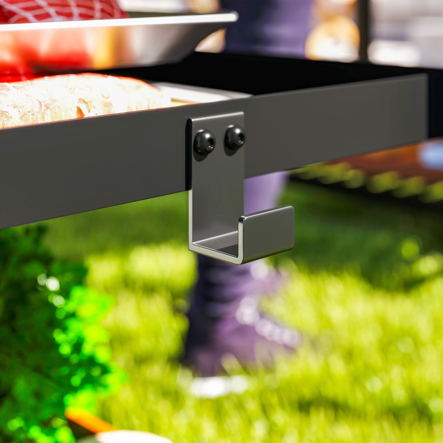 Outsunny Outdoor Grill Dining Cart, 3-Shelf Pizza Oven Table with Stainless Steel Top, Portable BBQ Trolley with Wheels, Charcoal Grey