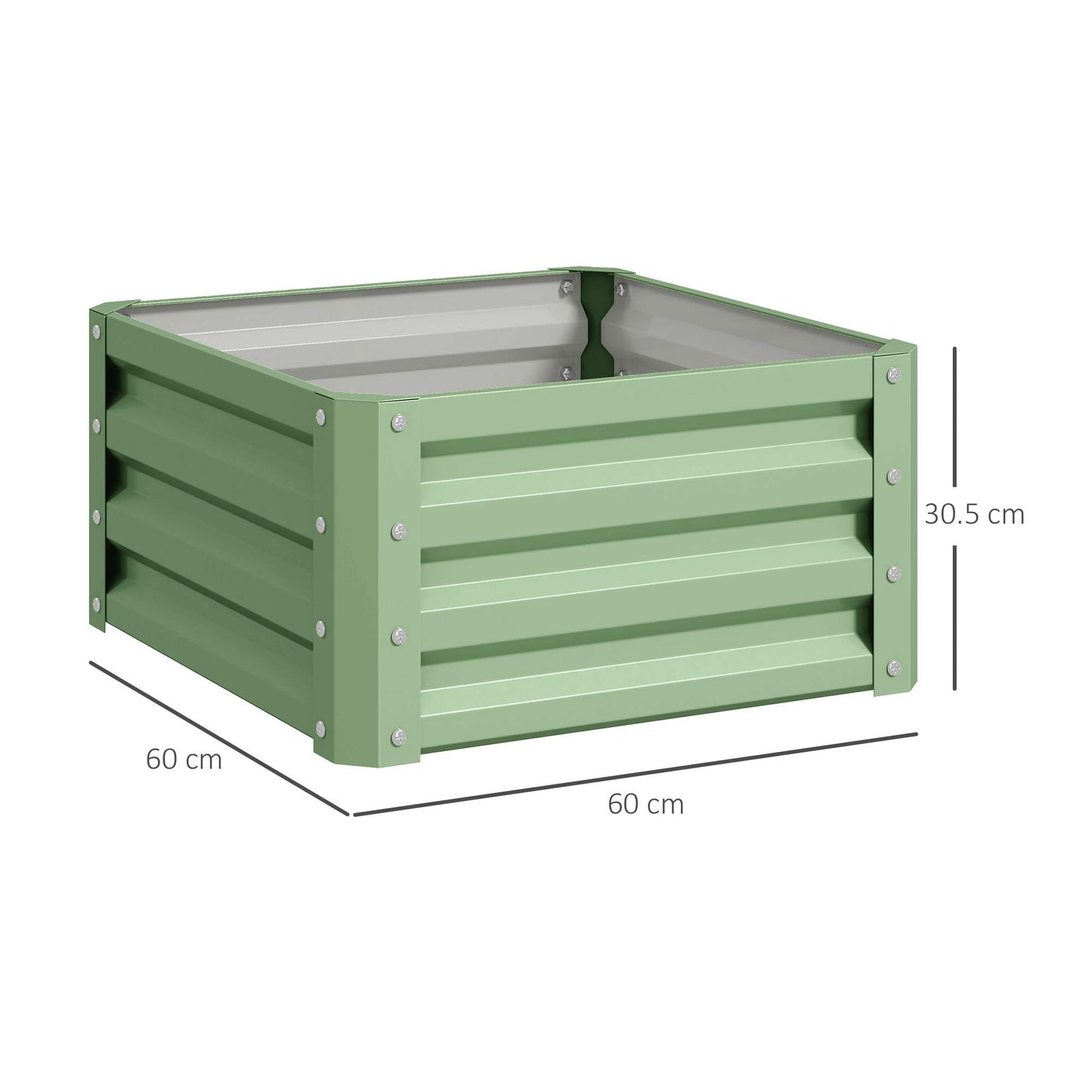 Outsunny Set of Two 60 x 60cm Steel Planter Boxes - Light Green