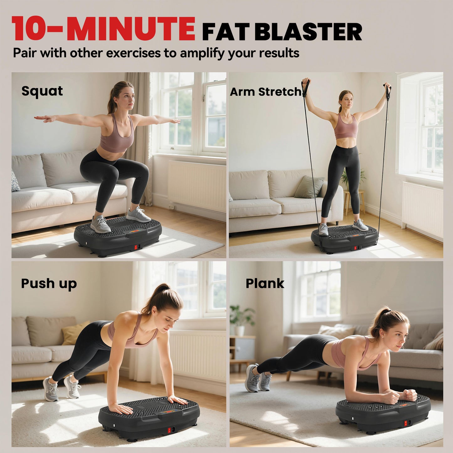 SPORTNOW Vibration Plate Exercise Machine with 120 Speed Levels, 5 Programs, Vibrating Plate with Resistance Bands