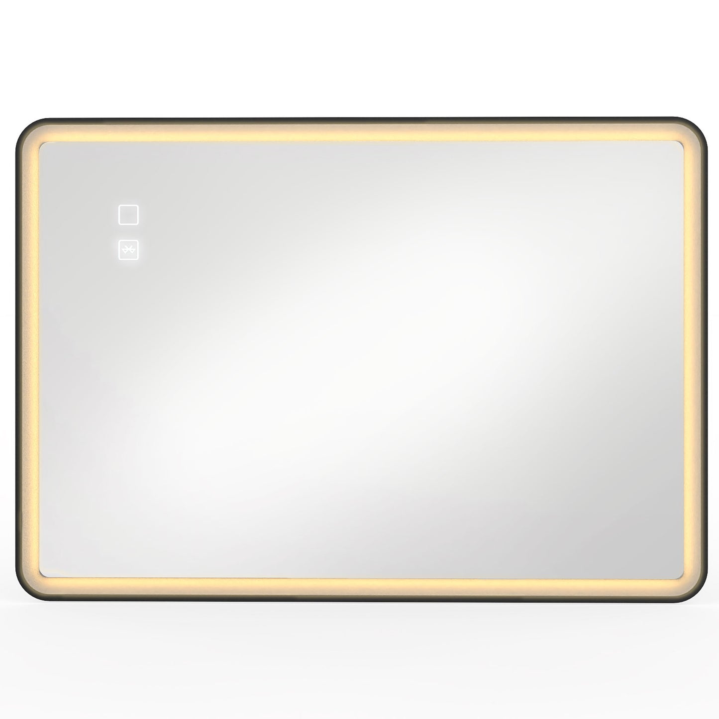 HOMCOM Bathroom Mirror with LED Lights, 100x70cm Rectangle Bathroom Mirror, Dimmable, Bluetooth, Anti-Fog, Black