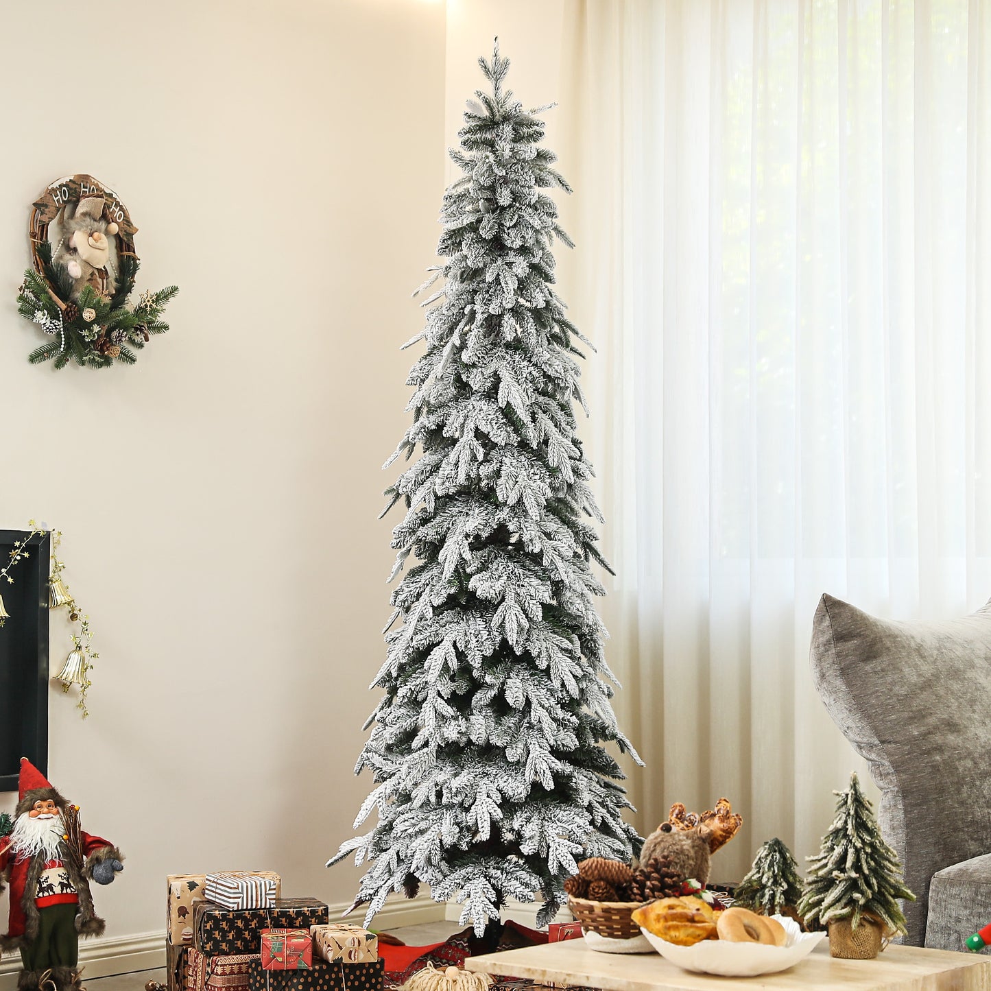 HOMCOM 6ft Snow-Covered Unlit Artificial Christmas Tree