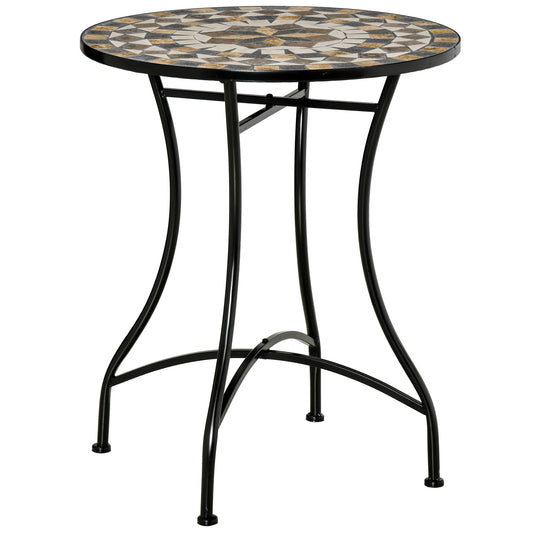 Outsunny Ø60cm Mosaic Outdoor Patio Table - Grey