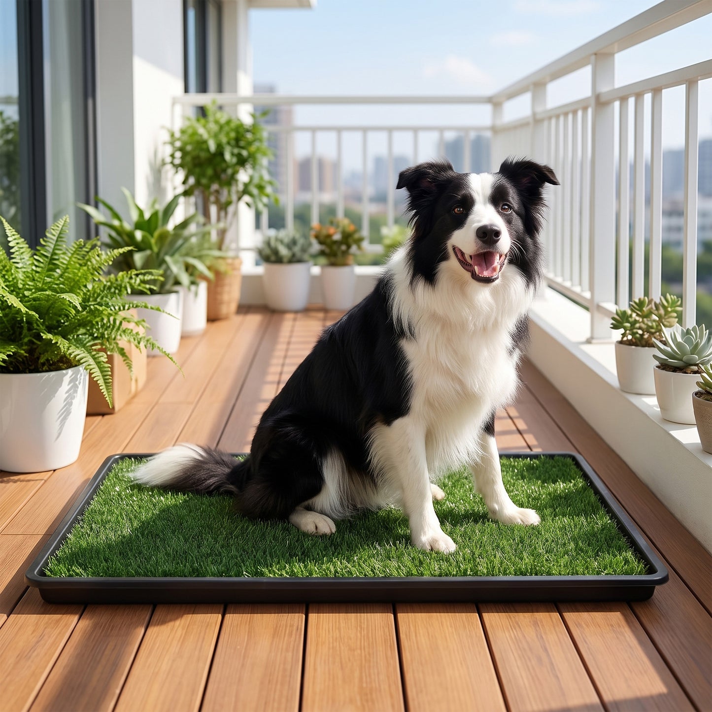 PawHut Dog Toilet Tray, Dog Grass Pee Pad with Artificial Grass Mat, Drainage System for Puppy Training 88x56.5cm