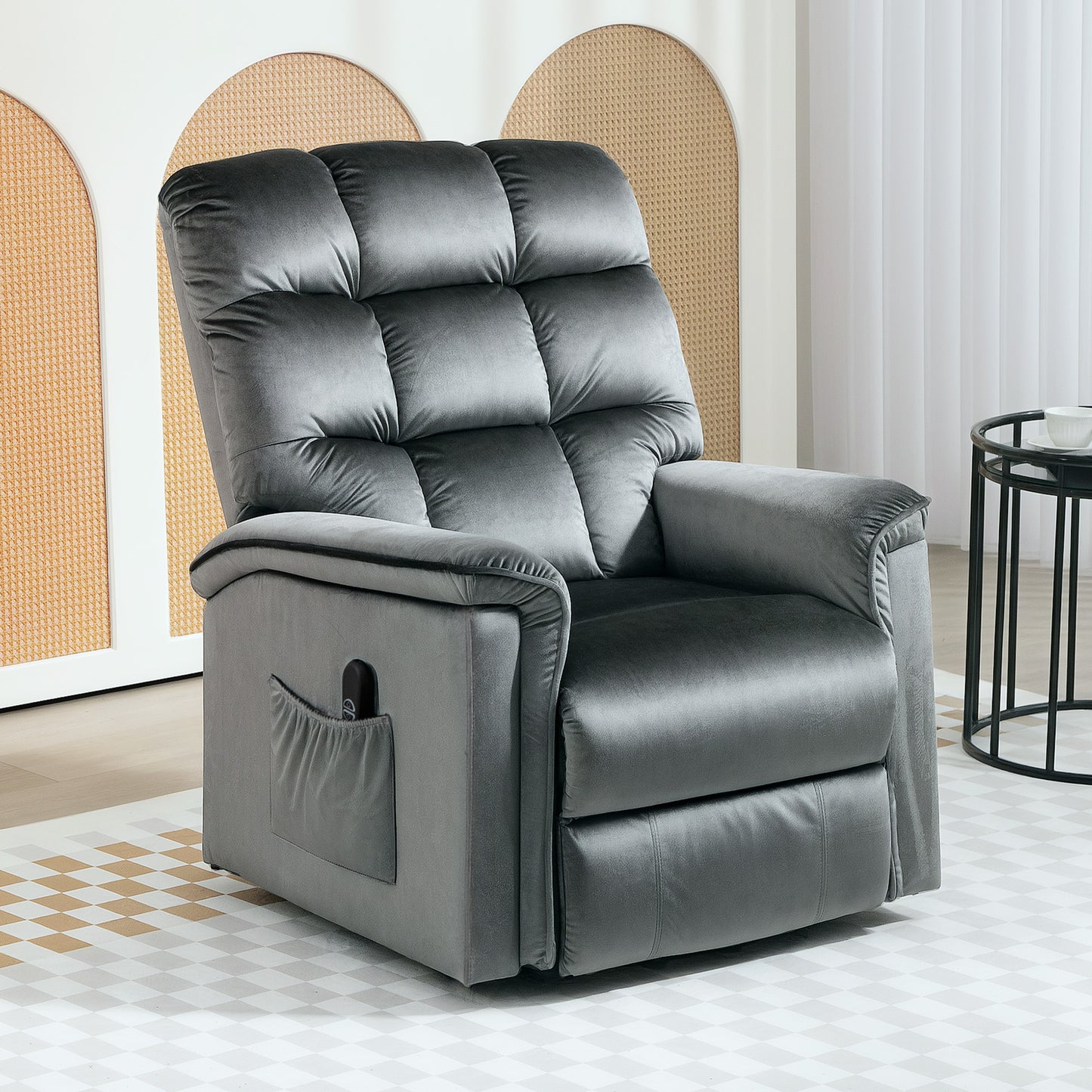 HOMCOM Velvet-Feel Electric Lift Recliner Chair - Dark Grey