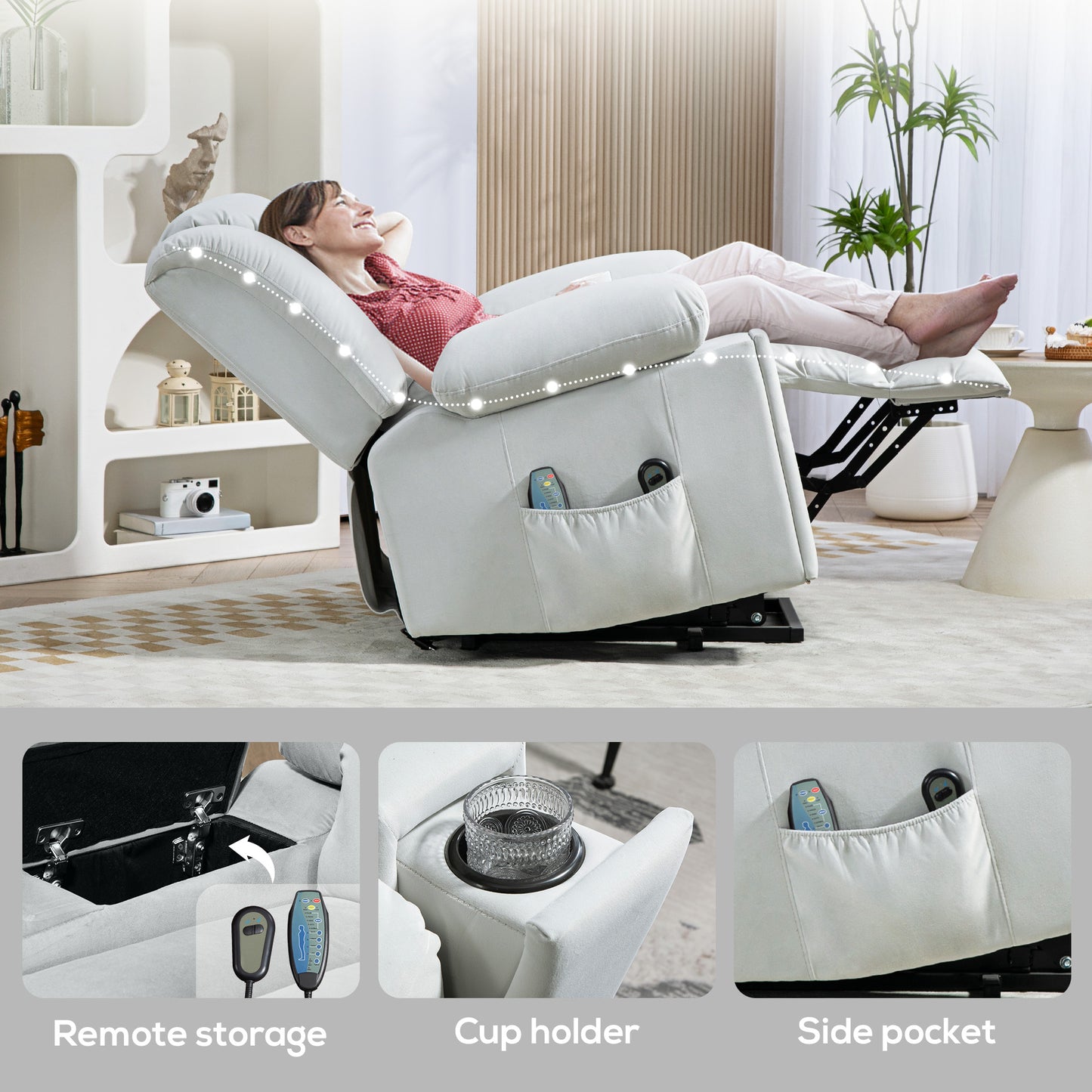 HOMCOM Power Lift Recliner Chair with Vibration Massage and Heat, Electric Lift Chair for Elderly