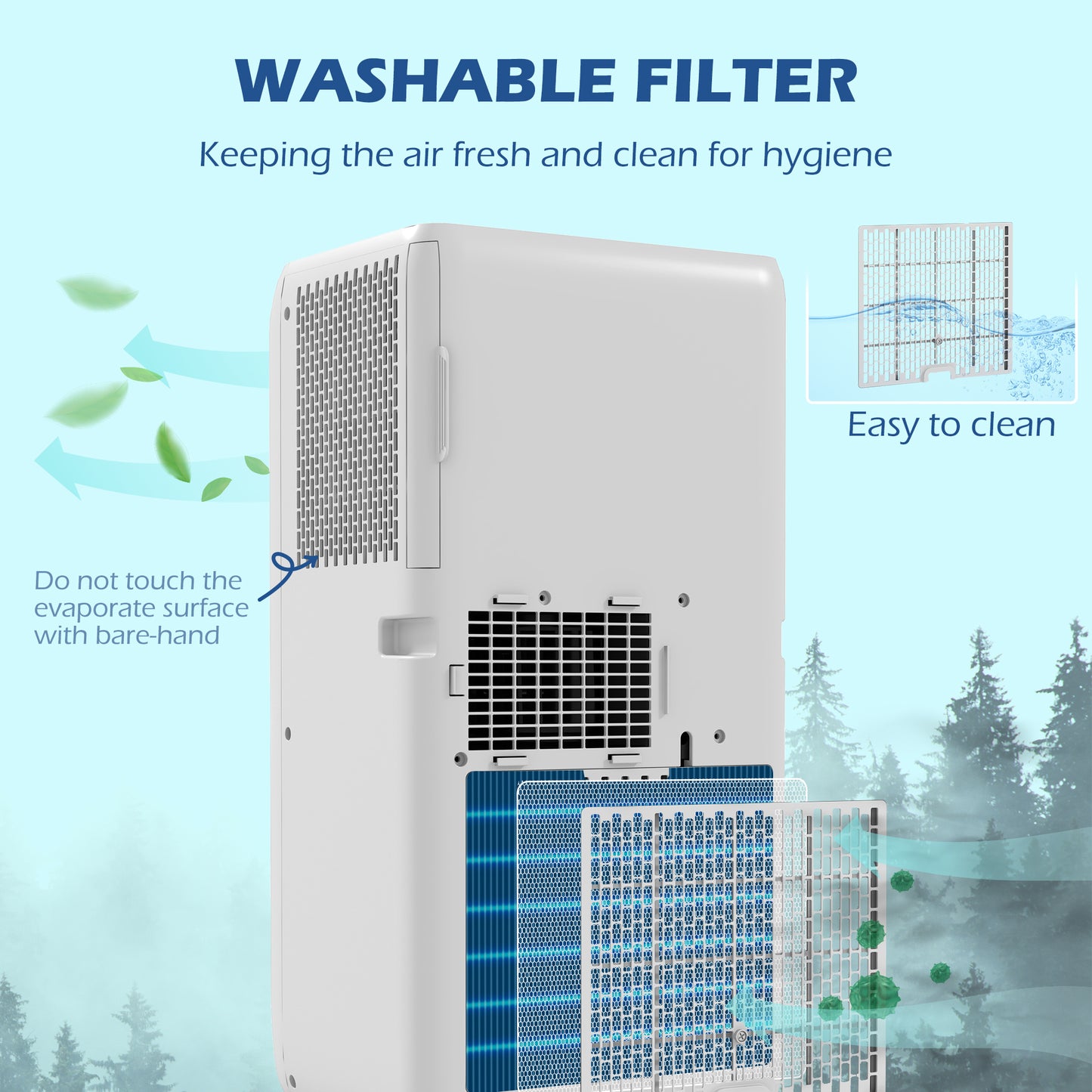 HOMCOM 7,000 BTU Mobile Air Conditioner for Room up to 15m with Dehumidifier 24H Timer Wheels Window Mount Kit