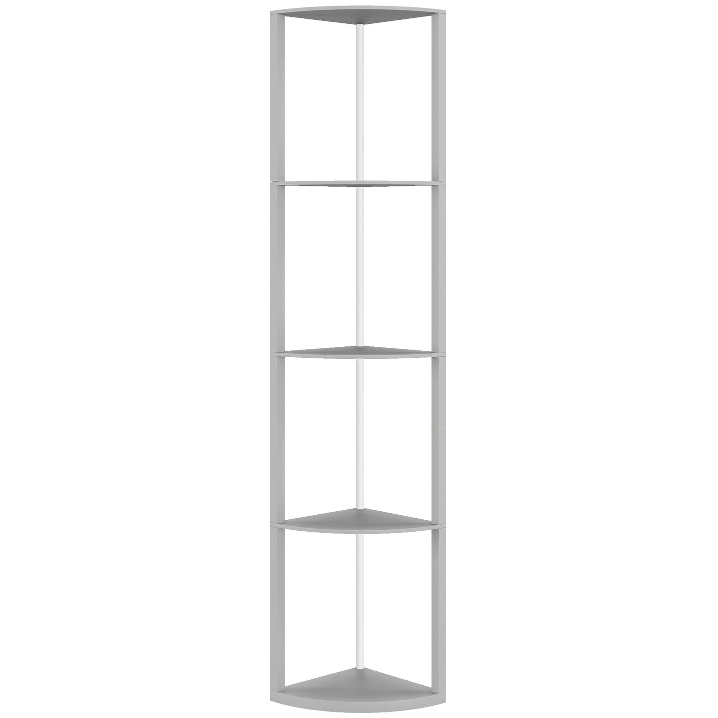 HOMCOM RGB LED Floor Lamp with Shelves, 5-Tier Dimmable with Adjustable Brightness, Remote Control, Corner Display Unit, Grey