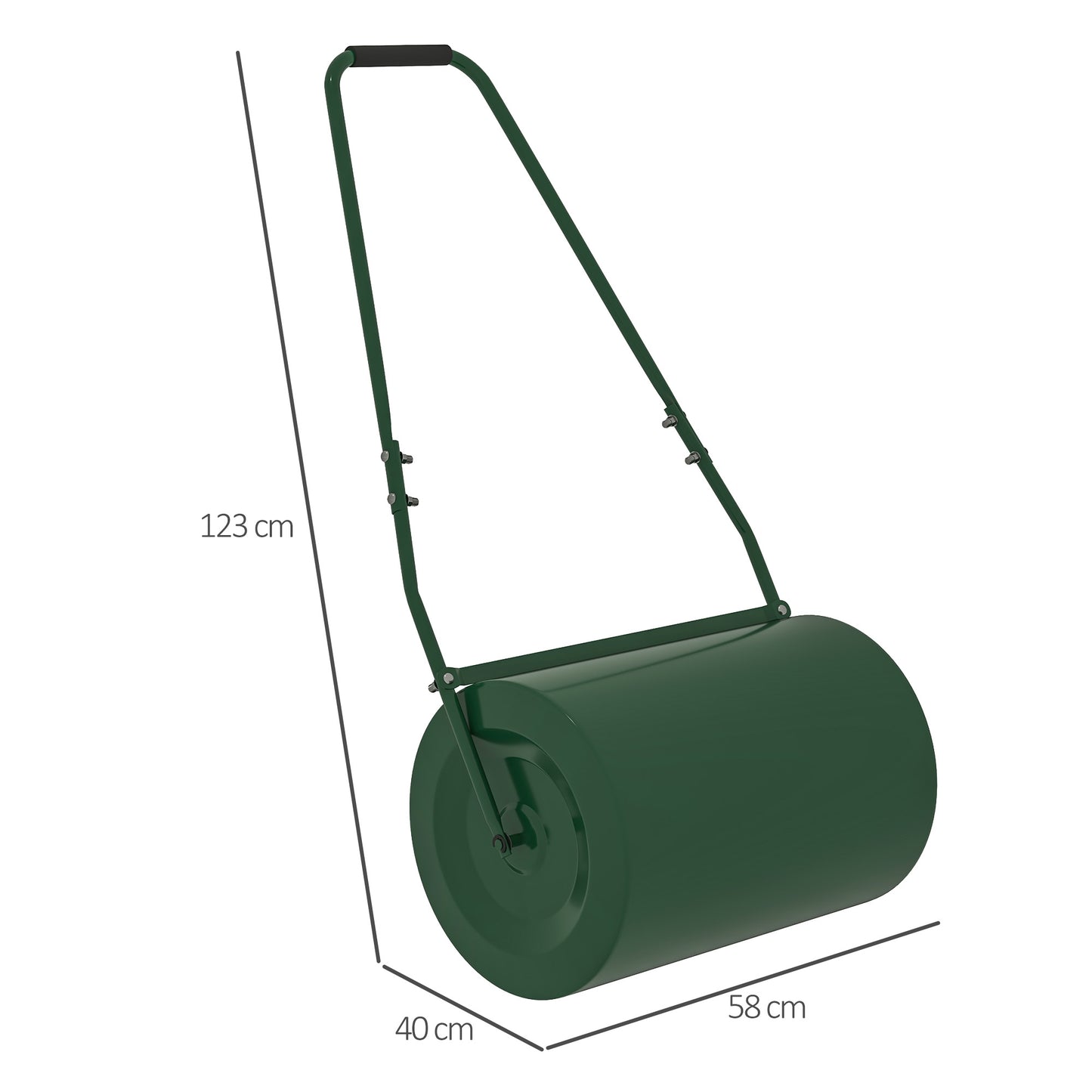 Outsunny 63 L Heavy Duty Water Or Sand Filled Ø30cm Garden Steel Lawn Roller Drum - Dark Green