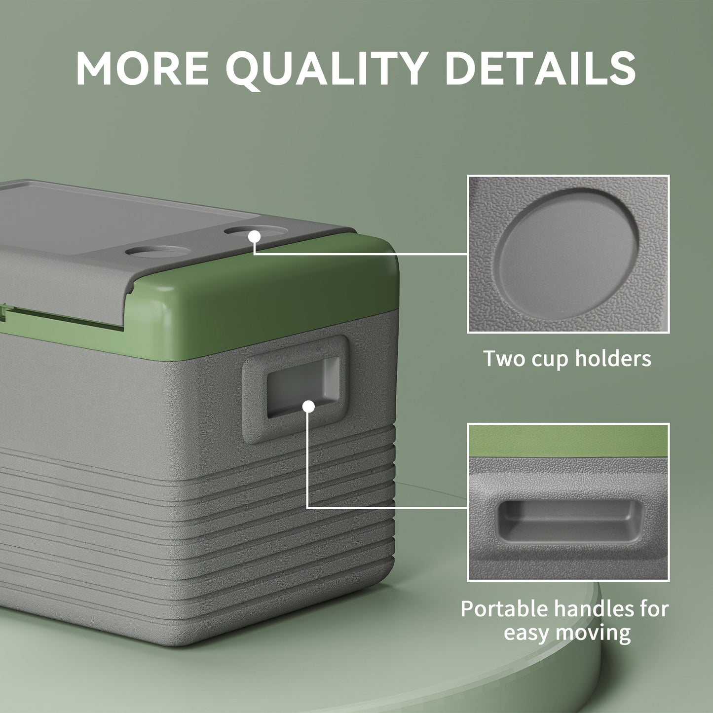 Outsunny 30L Portable Car Refrigerator - Light Green and Grey