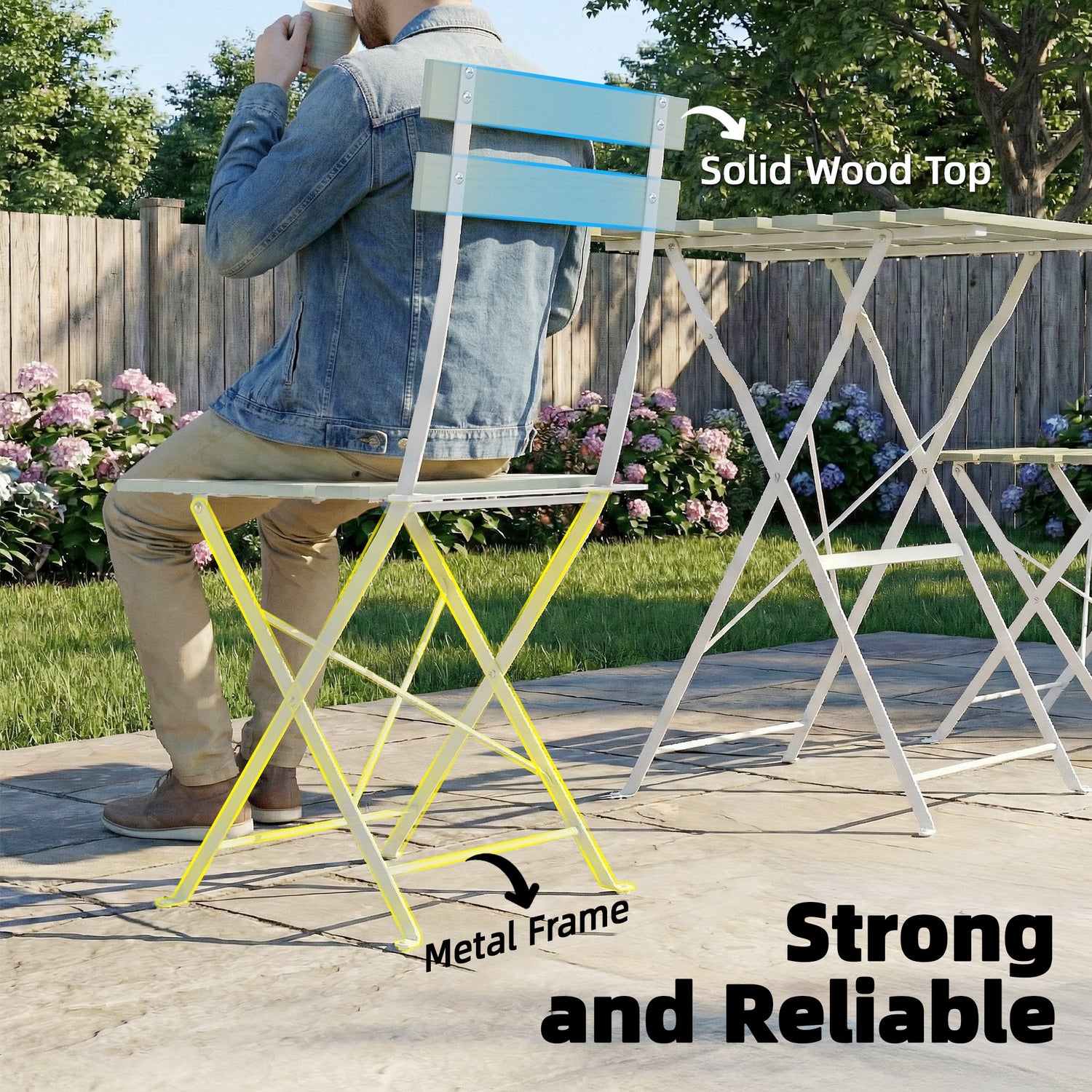 Outsunny Outdoor Bistro Set Folding Patio Furniture Set with 2 Chairs ...