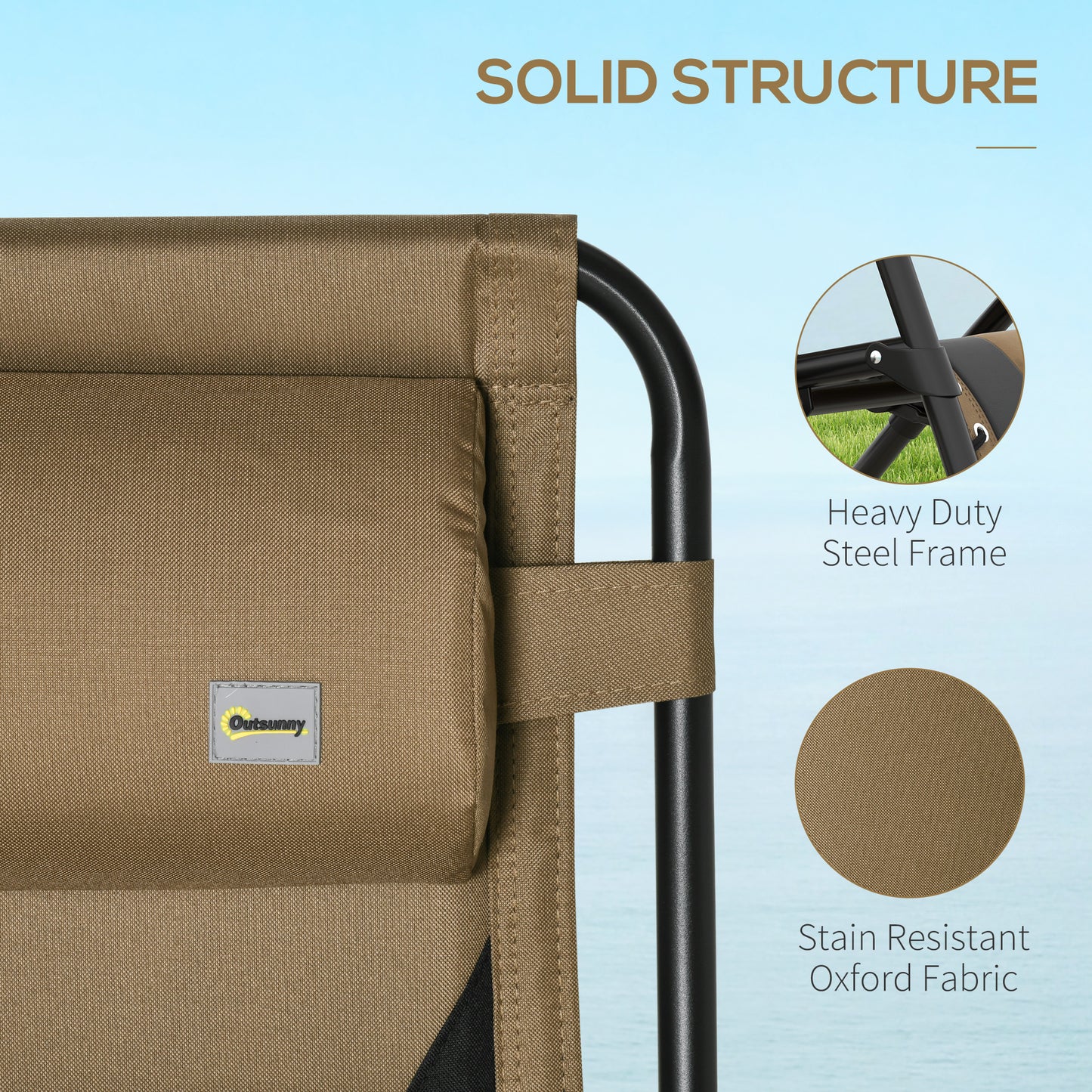 Outsunny Foldable Reclining Garden Chair Set of 2, Zero Gravity, Padded Seat, Cup Holder, Pillow, Coffee