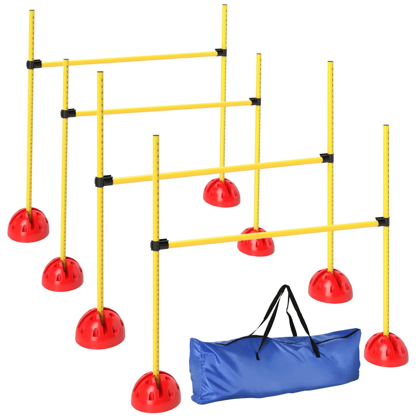 PawHut 5 Piece Dog Agility Equipment with 4 Hurdle & Carry Bag for Jump Training, Yellow