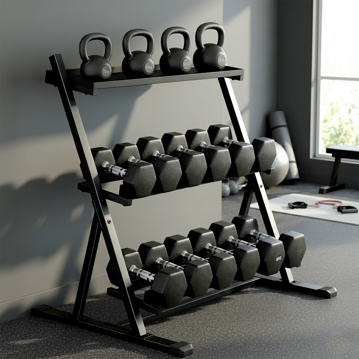 SPORTNOW 3-Tier Dumbbell Rack Heavy-Duty Home Gym 200KG