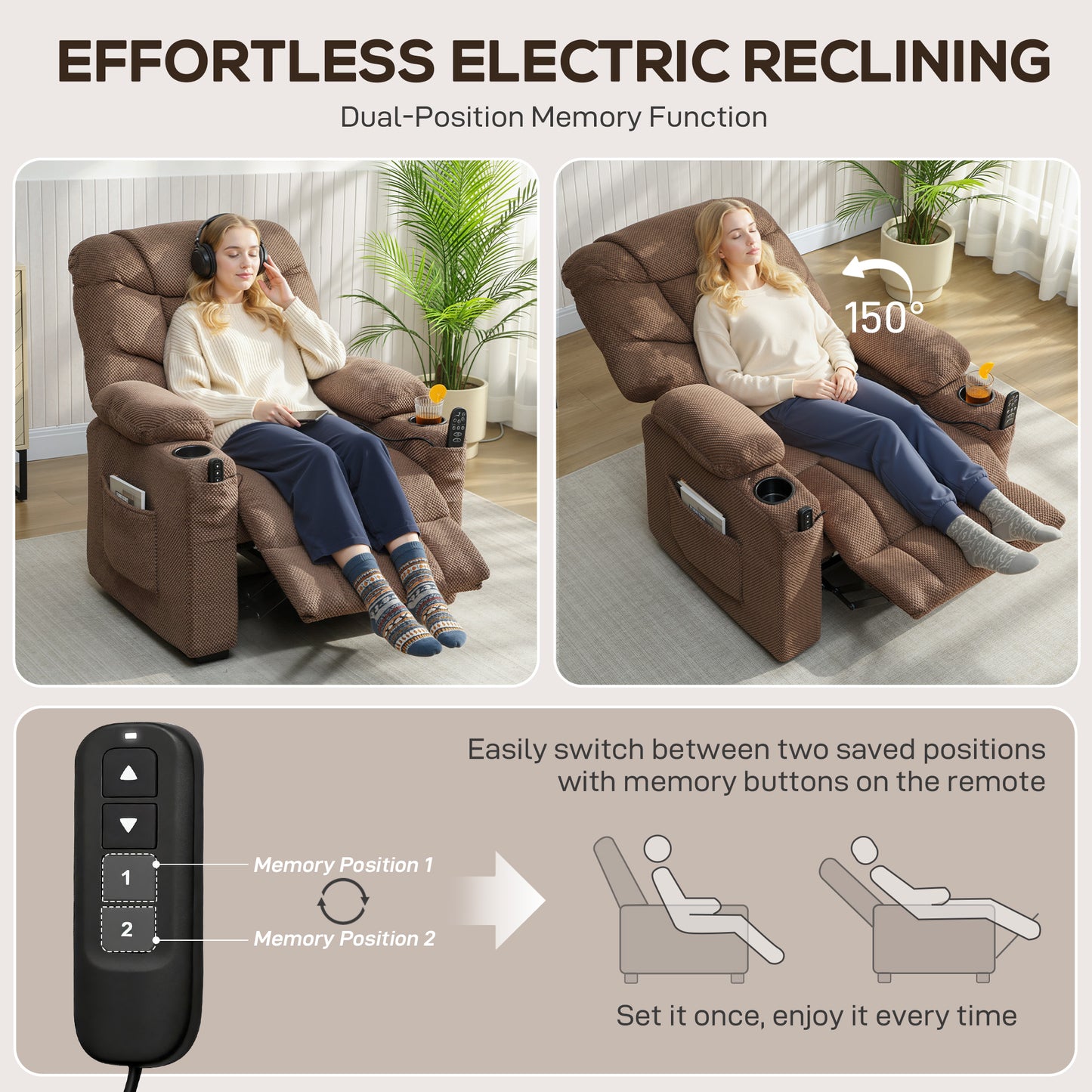 HOMCOM Electric Massage Recliner Chair with Heat Brown