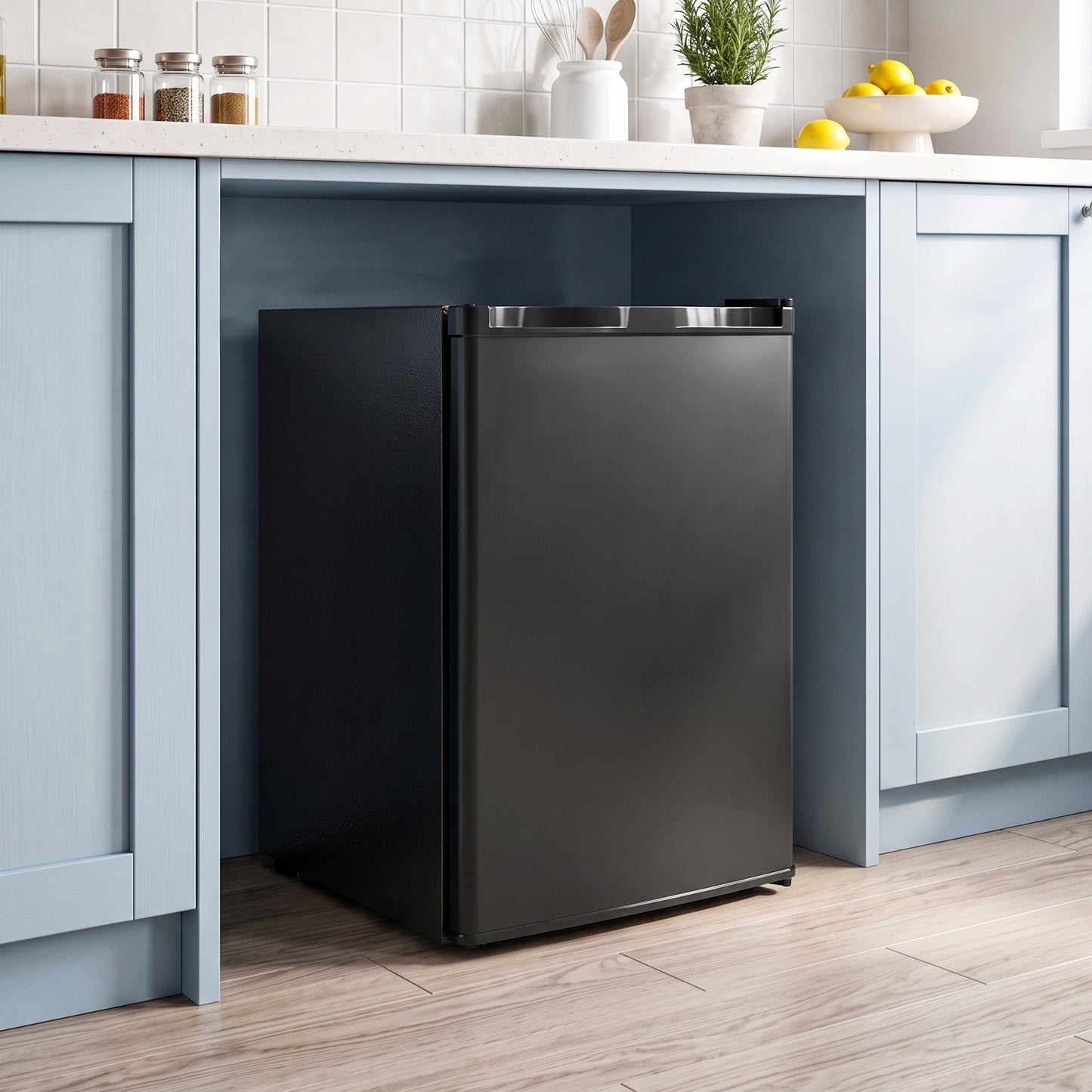 HOMCOM 60L Tabletop Mini Freezer, Countertop Small Freezer with Reversible Door, Removable Wire Shelves, Black