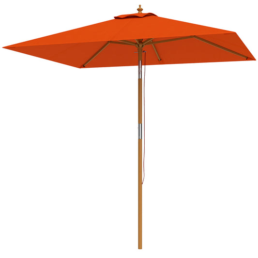 Outsunny Wooden Patio Umbrella - Orange