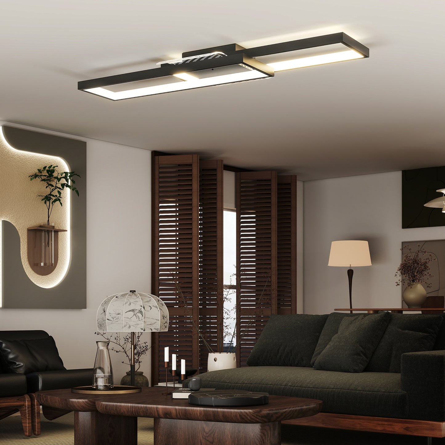 HOMCOM LED Ceiling Light Dimmable Remote Black
