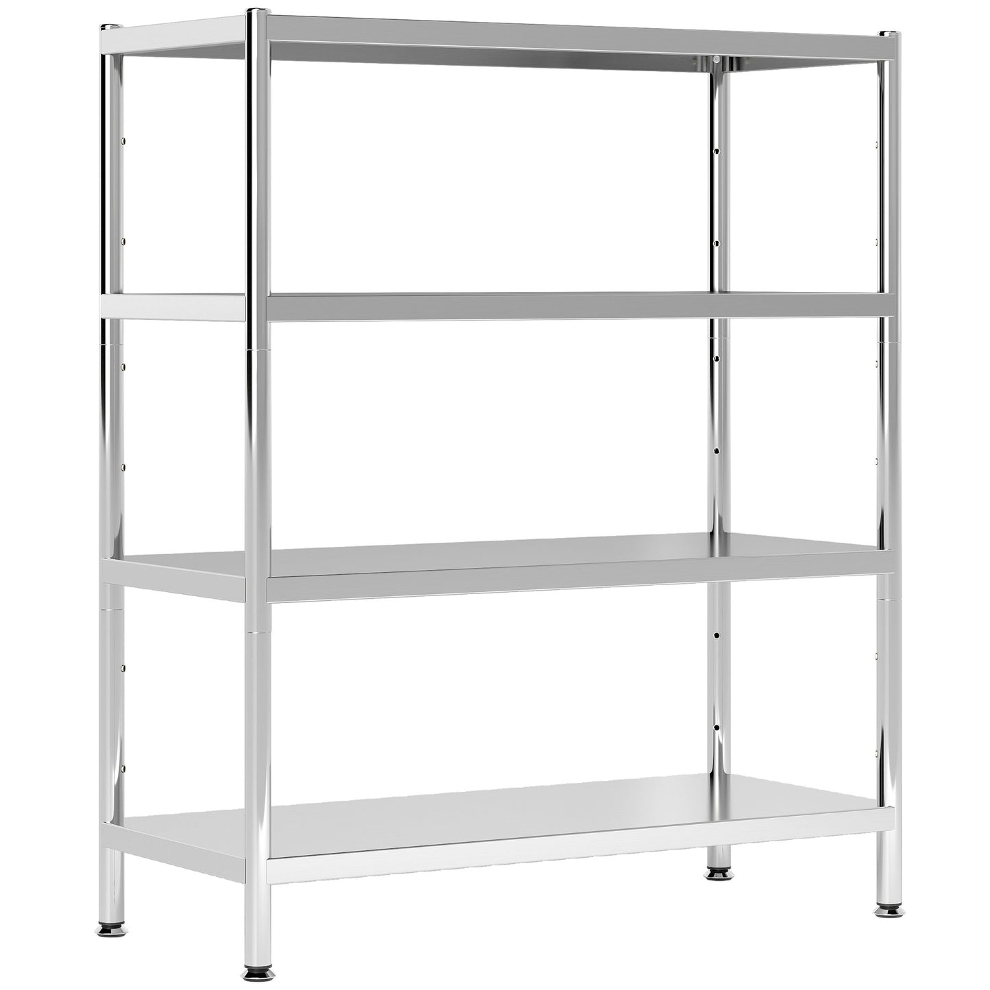 HOMCOM 4-Tier Bakers Rack, Stainless Steel Microwave Stand with Adjustable Shelves for Kitchen Storage, Small Spaces, Silver Tone