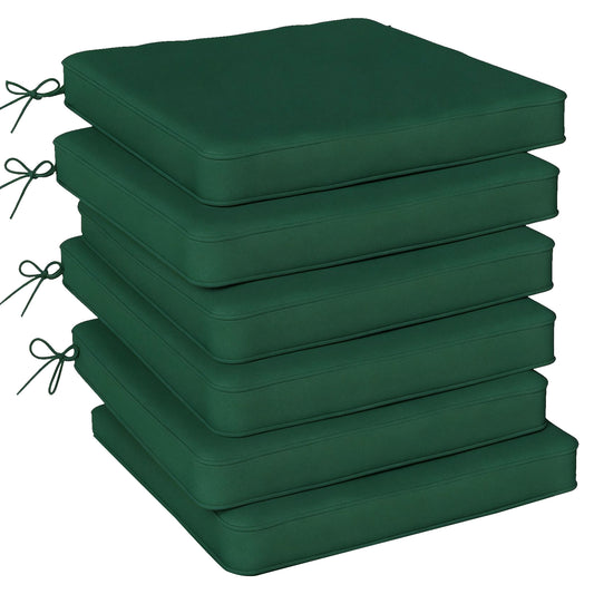 Outsunny Set of 6 Chair Cushion Seat Pads Dining Chair w/ Straps, Indoor Outdoor Removable Tie On Garden Patio, Green