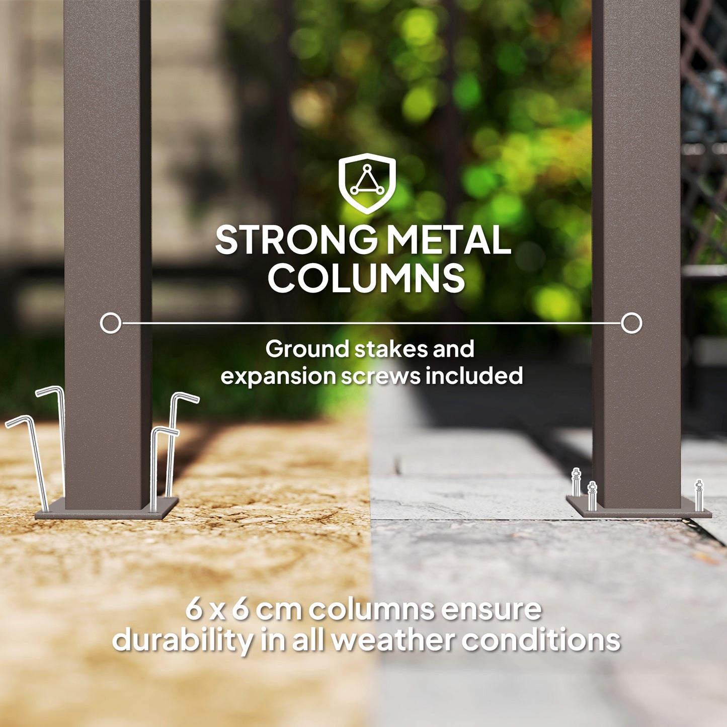 Outsunny 3 x 3(m) Garden Pergola with Waterproof Metal Roof, Lean to Pergola Hardtop Gazebo, Wind-resistant Outdoor Sun Shade, Easy to Assemble