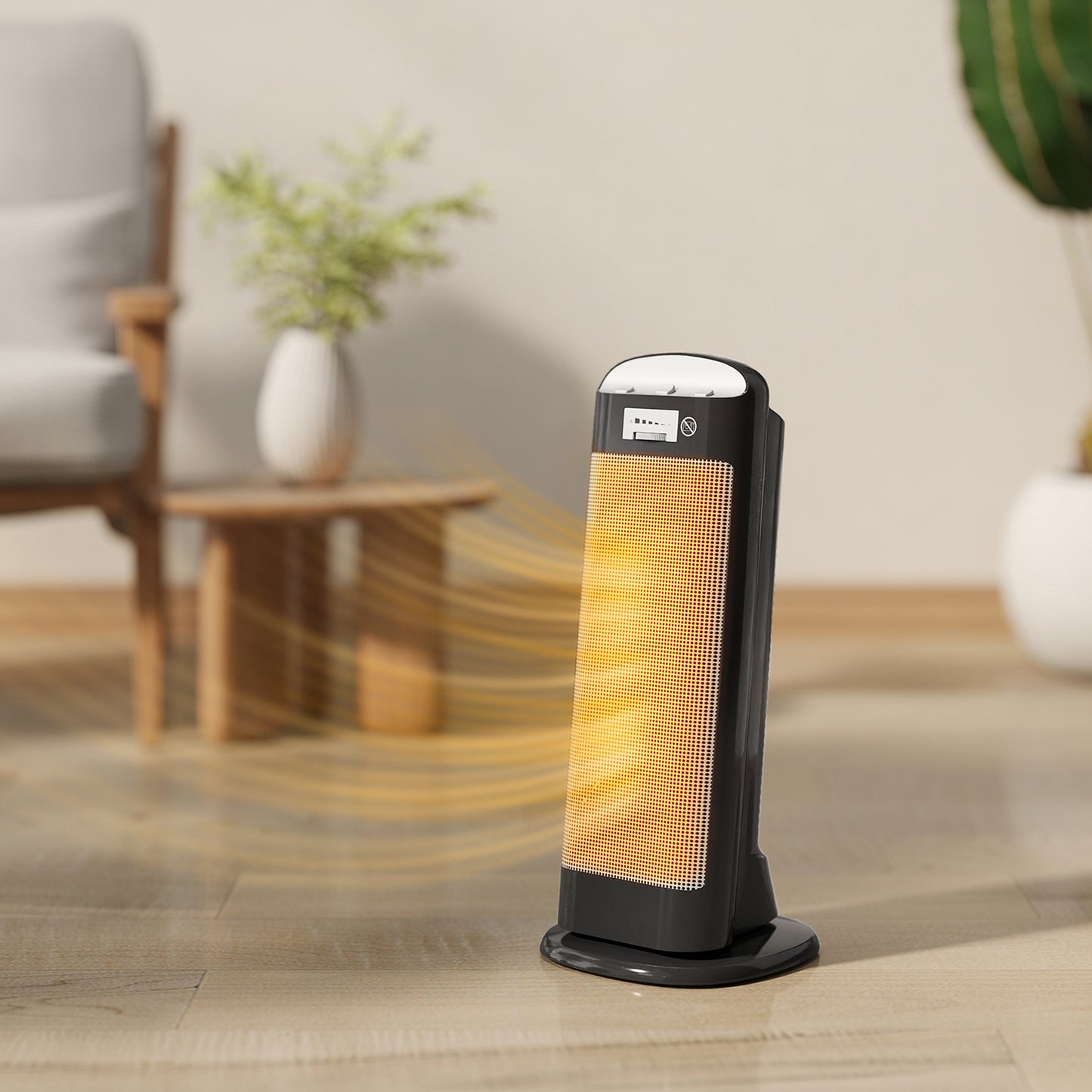 HOMCOM Ceramic Space Heater, 2000W Electric Fan, 4 Modes, Thermostat, 55° Oscillation, Tip-Over & Overheat Protection, for Bedroom/Office, Black