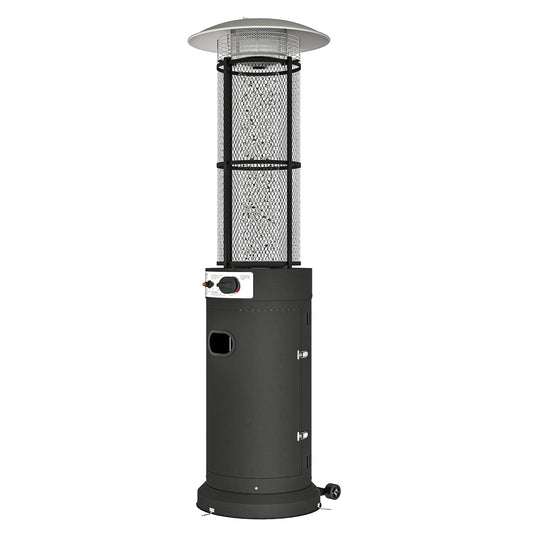 Outsunny 11KW Freestanding Gas Patio Heater, Adjustable Outdoor Propane Heater with Safety Features and Wheels, Black