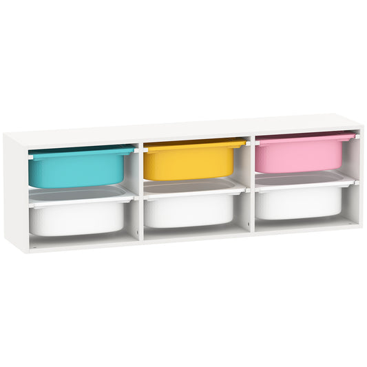 AIYAPLAY Low Height 2 Tiers Storage Organiser, Kids Toy Storage Unit with 6 Removable Bins for Bedroom, Nursery, Playroom