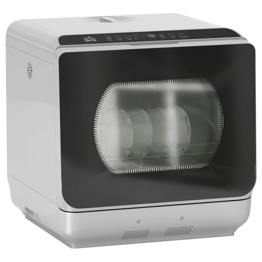 HOMCOM Tabletop Dishwasher, 4 Place Settings, 6 Programs, Touch Control, Silver Tone