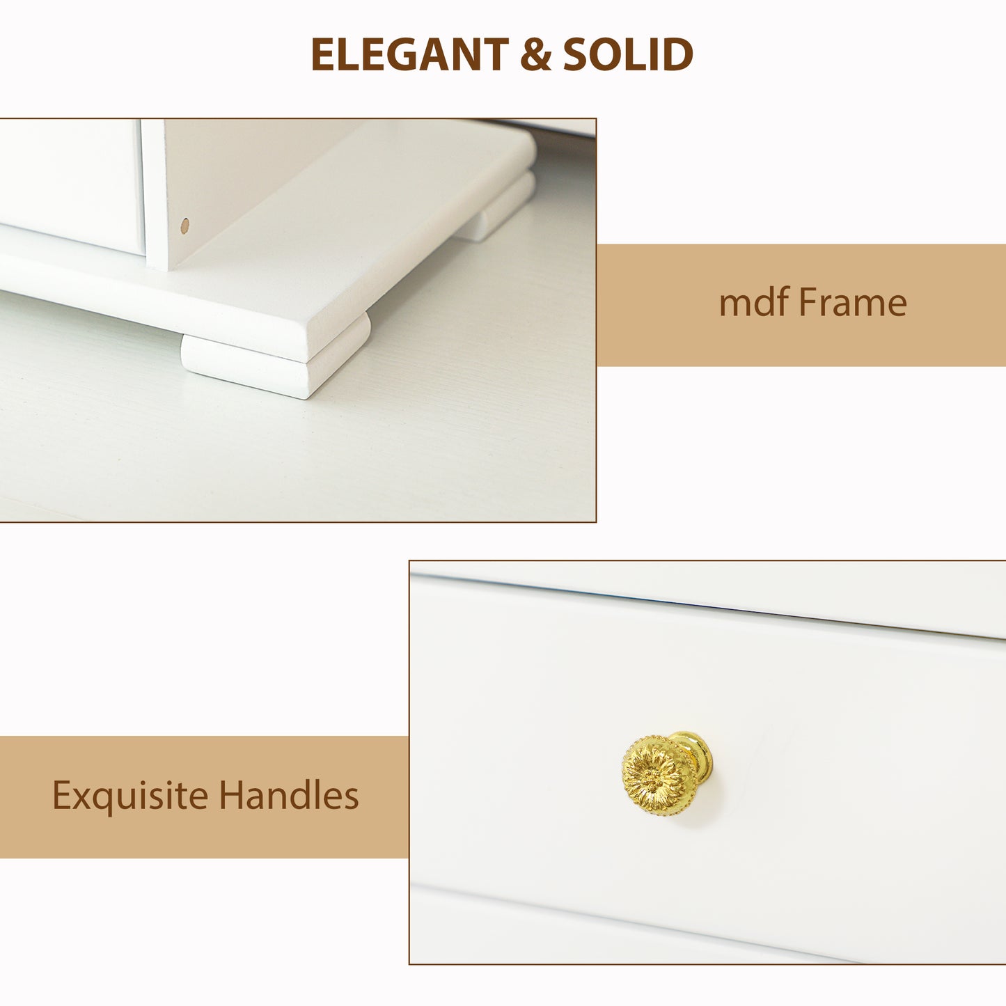 HOMCOM 4-Tier Jewellery Box with Mirror and 2 Drawers - White