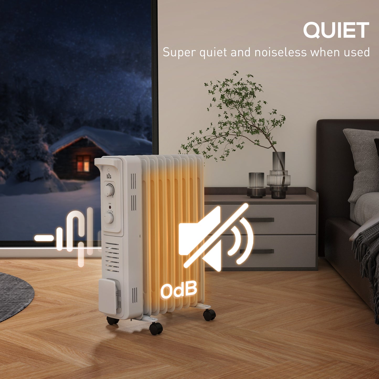 HOMCOM 2000W Quiet Oil Filled Radiator, 9 Fin White