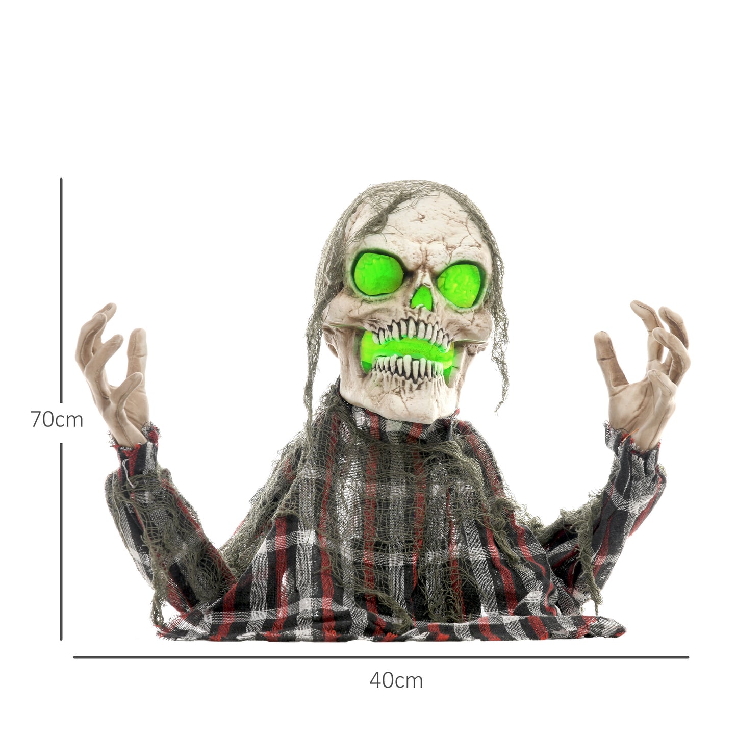 HOMCOM 70cm Groundbreaker Skeleton Halloween Animatronic with Sound, Lights, and Effects