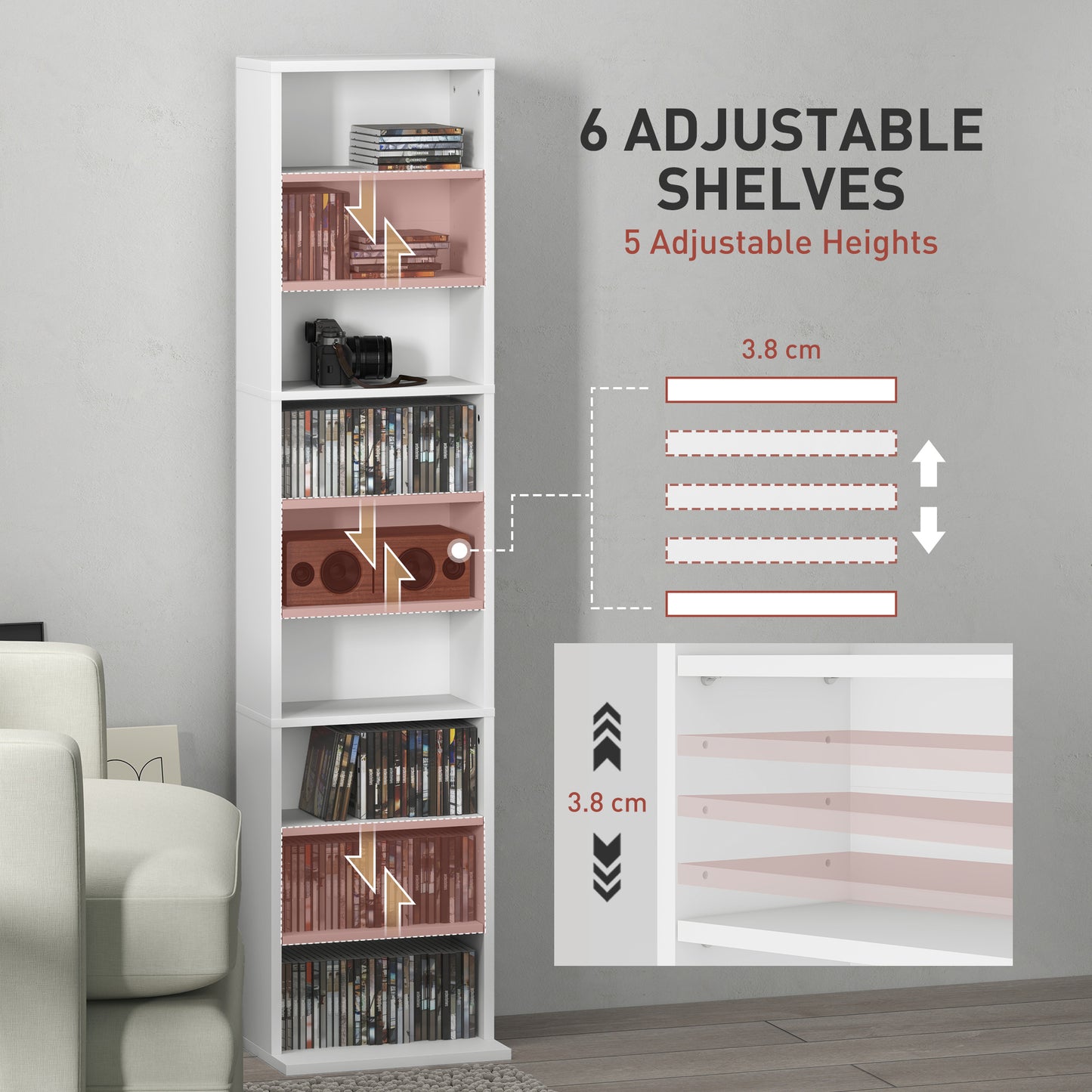HOMCOM 260 CD/120 DVD Storage Unit - White