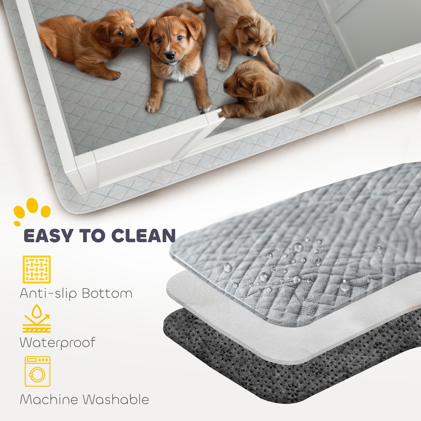 PawHut Whelping Box for Dogs with Whelping Pad, Adjustable Entrance, Non-slip Foot Pads, for Large Dogs, 124 x 120cm