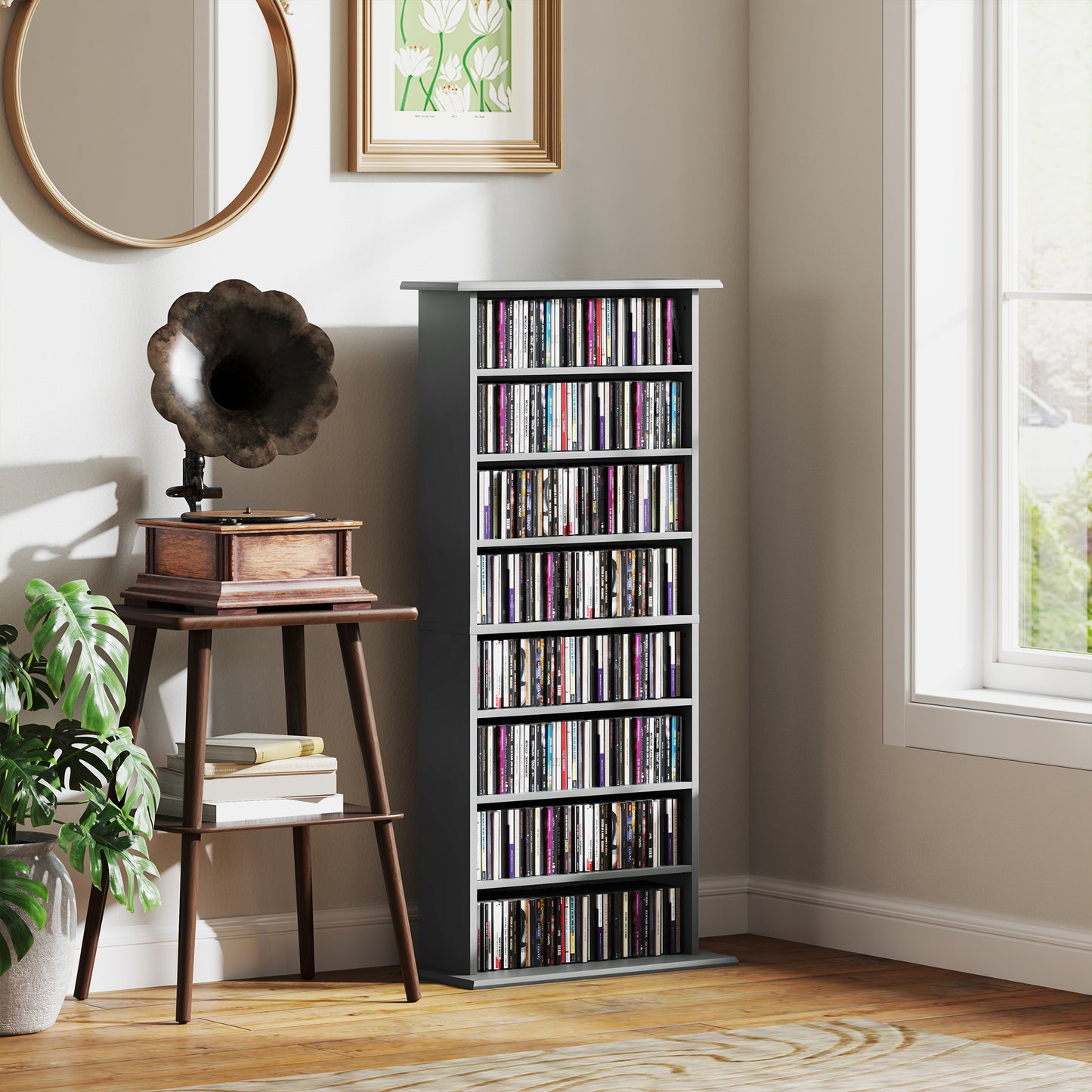 HOMCOM 360 CD/185 DVD/185 Blu-ray Storage Unit - Grey