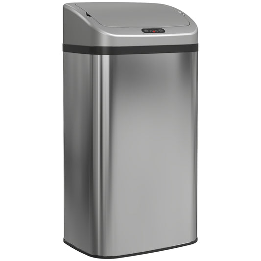 HOMCOM 48L Stainless Steel Sensor Bin - Silver-Tone