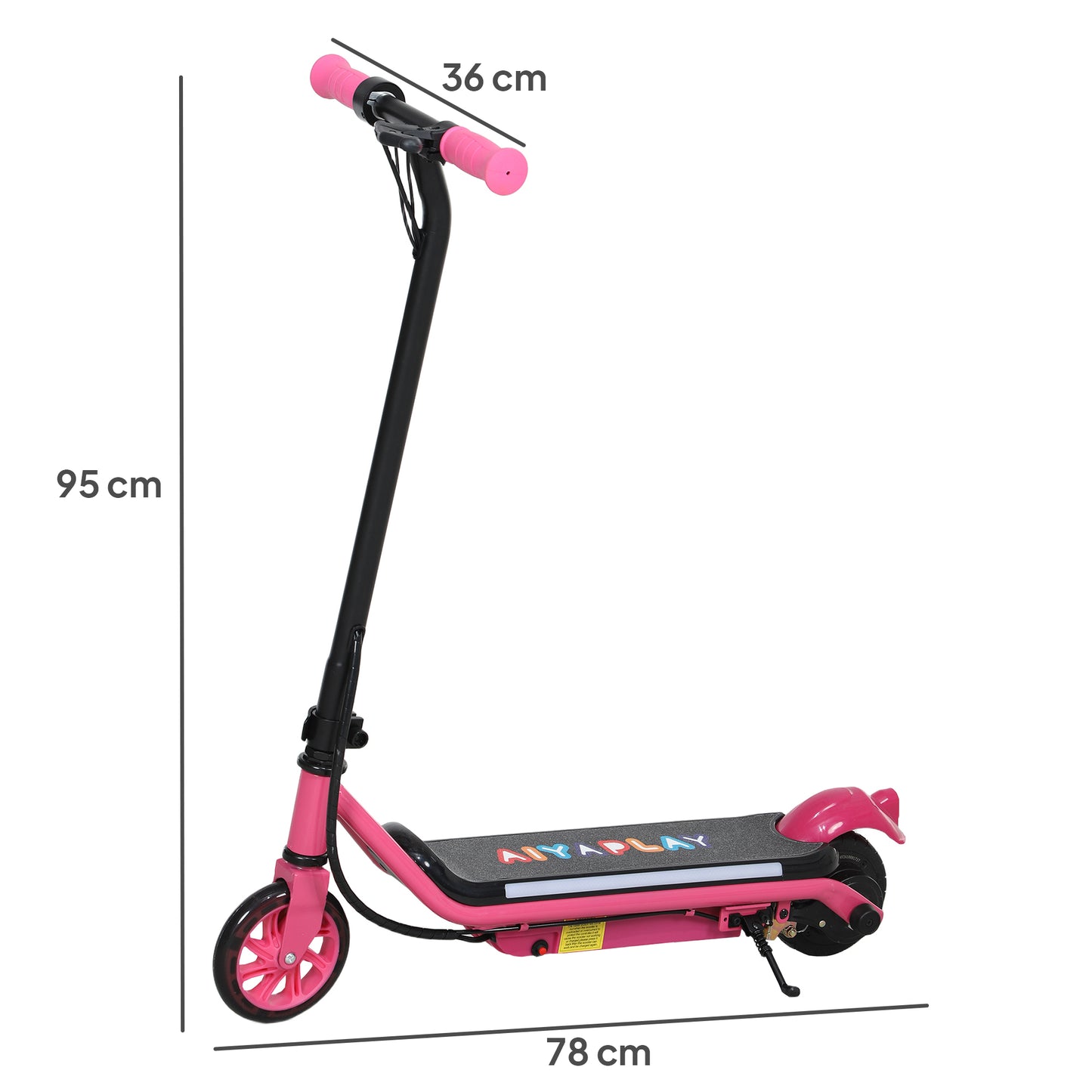 AIYAPLAY Kids Electric Scooter Ages 6-14, Dual Brakes, Flash Wheel, Light, Up to 12 KM/H & 10 KM Range, Pink